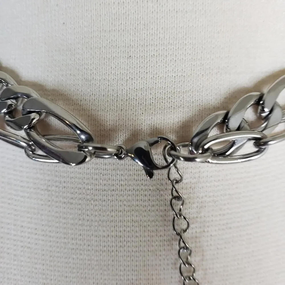 ADORNIA Mixed Chain Feather Lariat Layered Necklace NEW